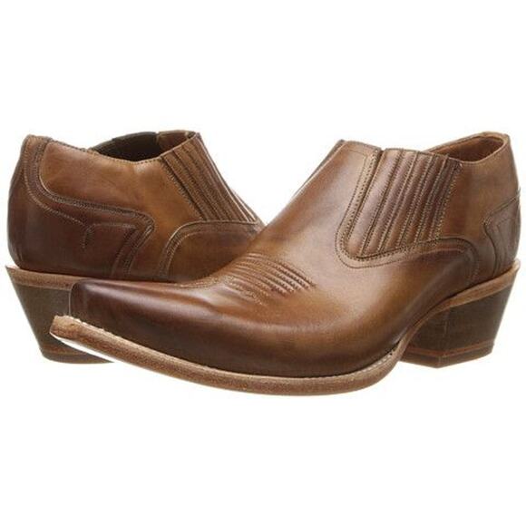 Lucchese Western Shortie Boots in Whiskey Pointed Toe Booties Women's 10B - Picture 1 of 12